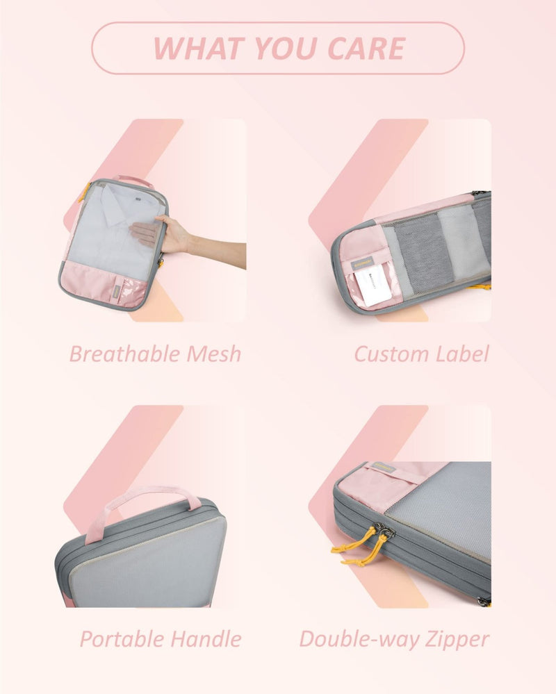 BAGSMART Compression Packing Cubes for Travel, Lightweight Luggage Organizer Bags, Durable Space Saver Bags Travel Essentials, 6 Set