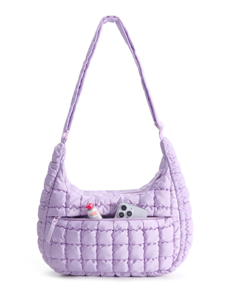 BAGSMART Crossbody Hobo Bag for Women with Adjustable Strap, Quilted Puffy Purses for Women Fluffy Compact Shoulder Handbag