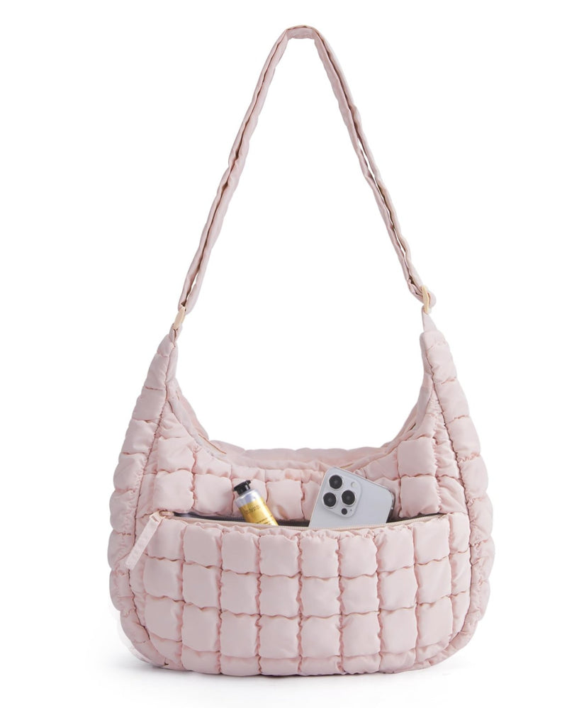BAGSMART Crossbody Hobo Bag for Women with Adjustable Strap, Quilted Puffy Purses for Women Fluffy Compact Shoulder Handbag
