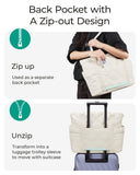 BAGSMART Crush Tote Bag for Women, 20L Puffer Work Tote with Zipper, Travel Essentials Quilted Nurse Hospital Bag, Beige