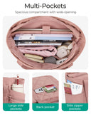 BAGSMART Crush Tote Bag for Women, 20L Puffer Work Tote with Zipper, Travel Essentials Quilted Nurse Hospital Bag, Brier Rose