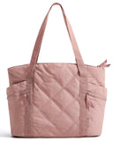 BAGSMART Crush Tote Bag for Women, 20L Puffer Work Tote with Zipper, Travel Essentials Quilted Nurse Hospital Bag, Brier Rose