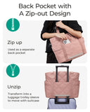 BAGSMART Crush Tote Bag for Women, 20L Puffer Work Tote with Zipper, Travel Essentials Quilted Nurse Hospital Bag, Brier Rose