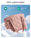 BAGSMART Crush Tote Bag for Women, 20L Puffer Work Tote with Zipper, Travel Essentials Quilted Nurse Hospital Bag, Brier Rose