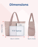 BAGSMART Crush Tote Bag for Women, 20L Puffer Work Tote with Zipper, Travel Essentials Quilted Nurse Hospital Bag, Pink