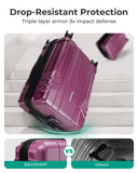 BAGSMART Expandable Carry On Luggage 22x14x9 Airline Approved, 20 Inch Travel Luggage with Spinner Wheels, Lightweight Hard Shell Suitcase Carry on Purplish Red