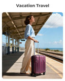 BAGSMART Expandable Carry On Luggage 22x14x9 Airline Approved, 20 Inch Travel Luggage with Spinner Wheels, Lightweight Hard Shell Suitcase Carry on Purplish Red