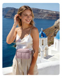 BAGSMART Fanny Packs for Women Cross Body, Quilted Puffy Belt Bag with Pockets, Fashion Waist Packs for Traveling Hiking Camel