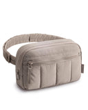 BAGSMART Fanny Packs for Women Cross Body, Quilted Puffy Belt Bag with Pockets, Fashion Waist Packs for Traveling Hiking Camel