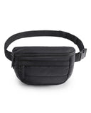 BAGSMART Fanny Packs for Women Two Way Zipper Belt Bag with Adjustable Strap, Puffy Fashion Waist Packs for Traveling Workout, Black