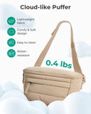 BAGSMART Fanny Packs for Women Two Way Zipper Belt Bag with Adjustable Strap, Puffy Fashion Waist Packs for Traveling Workout, Brown