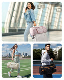 BAGSMART Gym Bag for Men & Women, Lightweight Duffel with Shoe Compartment, Weekender Bags with Wet Pocket, Workout Overnight Carry on for Travel, Beige