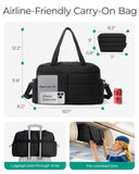 BAGSMART Gym Bag for Women, Lightweight Puffer Duffle Bag 2 - PC Travel Bag, 31L Weekender Overnight Bag Quilted Carry On Tote Bag, Diaper Hospital Dance bag for Travel, Gym, Water Resistant, Black