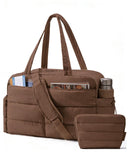 BAGSMART Gym Bag for Women, Lightweight Puffer Duffle Bag 2-PC Travel Bag, 31L Weekender Overnight Bag Quilted Carry On Tote Bag, Diaper Hospital Dance bag for Travel, Gym, Water Resistant