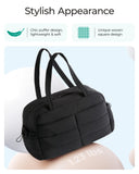 BAGSMART Gym Bag for Women, Lightweight Puffer Duffle Bag 2 - PC Travel Bag, 31L Weekender Overnight Bag Quilted Carry On Tote Bag, Diaper Hospital Dance bag for Travel, Gym, Water Resistant, Black