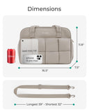 BAGSMART Gym Bag for Women, Personal Item Bag Puffer Duffle Bag, Weekender Overnight Bag Carry On Tote Bag for Travel, Camel