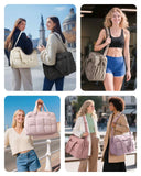 BAGSMART Gym Bag for Women, Personal Item Bag Puffer Duffle Bag, Weekender Overnight Bag Carry On Tote Bag for Travel, Camel