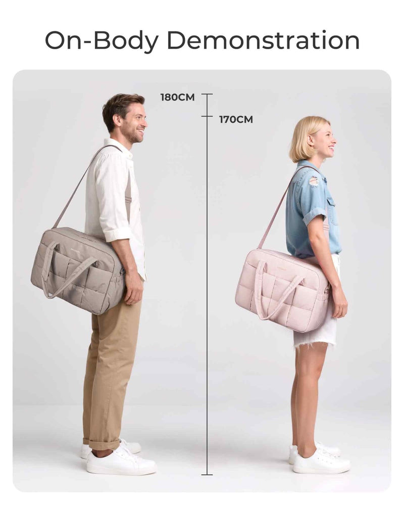 BAGSMART Gym Bag for Women, Personal Item Bag Puffer Duffle Bag, Weekender Overnight Bag Carry On Tote Bag for Travel, Camel