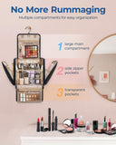 BAGSMART Hanging Travel Toiletry Bag, Large Capacity Water - resistant Cosmetic Organizer with Handle for Brushes Accessories, Black