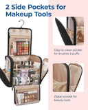 BAGSMART Hanging Travel Toiletry Bag, Large Capacity Water - resistant Cosmetic Organizer with Handle for Brushes Accessories, Black