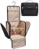 BAGSMART Hanging Travel Toiletry Bag, Large Capacity Water - resistant Cosmetic Organizer with Handle for Brushes Accessories, Black