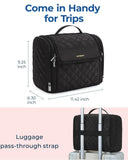 BAGSMART Hanging Travel Toiletry Bag, Large Capacity Water - resistant Cosmetic Organizer with Handle for Brushes Accessories, Black