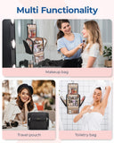 BAGSMART Hanging Travel Toiletry Bag, Large Capacity Water - resistant Cosmetic Organizer with Handle for Brushes Accessories, Black