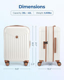 BAGSMART Hardside Expandable Luggage With Spinner Wheels, PC Lightweight Carry - On Luggage Airline Approved With TSA Lock, Durable Women Travel Suitcase Carry On 20 Inch, Beige