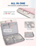 BAGSMART Laptop Case with Handle, Puffy Laptop Sleeve Bag for Women, MacBook Case for Dell, HP, Lenovo, MacBook Air/Pro, 13 - 14 inch, Pink