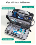 BAGSMART Large Toiletry Bag for Men, High - gloss PU Leather Travel Bag for Toiletries, Dopp Kit Water Resistant Shaving Bag for Bathroom Shower - Black