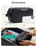 BAGSMART Large Toiletry Bag for Men, High - gloss PU Leather Travel Bag for Toiletries, Dopp Kit Water Resistant Shaving Bag for Bathroom Shower - Black