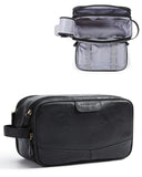 BAGSMART Large Toiletry Bag for Men, High - gloss PU Leather Travel Bag for Toiletries, Dopp Kit Water Resistant Shaving Bag for Bathroom Shower - Black