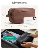 BAGSMART Large Toiletry Bag for Men, Soft Matte PU Leather Travel Bag for Toiletries, Dopp Kit Water Resistant Shaving Bag for Bathroom Shower - Dark Brown