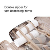 BAGSMART Large Toiletry Bag Travel Bag with Hanging Hook, Water - resistant Makeup Cosmetic Bag Travel Organizer for Accessories, Shampoo, Full Sized Container, Toiletries
