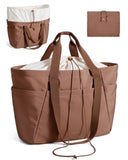 BAGSMART Large Tote Bag for Women, 32L Expandable Reusable Grocery Bag, Foldable Handbag for Shopping Gym College Overnight, Coffee