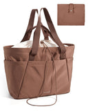 BAGSMART Large Tote Bag for Women, 32L Expandable Reusable Grocery Bag, Foldable Handbag for Shopping Gym College Overnight, Coffee