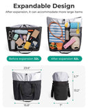 BAGSMART Large Tote Bag for Women, 32L Expandable Reusable Grocery Bag, Foldable Handbag for Shopping Gym College Overnight, Coffee
