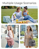 BAGSMART Lunch Bag Women, Double Deck Insulated Lunch Box, Quilted Puffer Lunch Tote, Leakproof, Durable & Reusable Large Lunch Cooler For Work Picnic Travel Meal Prep, Camel