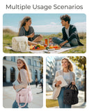 BAGSMART Lunch Bag Women, Double Deck Insulated Lunch Box, Quilted Puffer Lunch Tote, Leakproof, Durable & Reusable Large Lunch Cooler For Work Picnic Travel Meal Prep, Camel