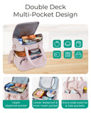 BAGSMART Lunch Bag Women, Double Deck Insulated Lunch Box, Quilted Puffer Lunch Tote, Leakproof, Durable & Reusable Large Lunch Cooler For Work Picnic Travel Meal Prep, Camel