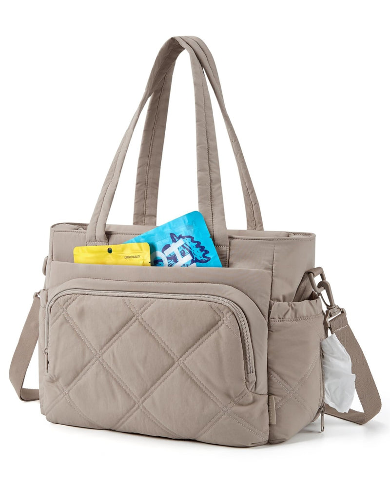 BAGSMART Lunch Bag Women Large Lunch Box Insulated Tote Bag with Multi - Pockets Quilted Puffy Tote for Work, Outdoors