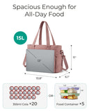 BAGSMART Lunch Bag Women Large Lunch Box Insulated Tote Bag with Multi - Pockets Quilted Puffy Tote for Work, Outdoors