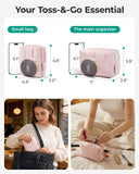 BAGSMART Makeup Bag Duo Set, Puffy Padded Travel Cosmetic Organizer with Slip - in Pockets, Large Toiletry Bag & Small Purse Pouch, Travel Essentials for Women, Black