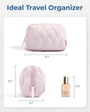 BAGSMART Makeup Bag, Travel Cosmetic Bag, Puffy Padded Make Up Bag for Women, Makeup Organizer Case, Wide - open Pouch Purse, Travel Essentials, Toiletries Accessories Brushes, Black