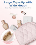 BAGSMART Makeup Bag, Travel Cosmetic Bag, Puffy Padded Make Up Bag for Women, Makeup Organizer Case, Wide - open Pouch Purse, Travel Essentials, Toiletries Accessories Brushes, Black