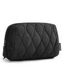 BAGSMART Makeup Bag, Travel Cosmetic Bag, Puffy Padded Make Up Bag for Women, Makeup Organizer Case, Wide - open Pouch Purse, Travel Essentials, Toiletries Accessories Brushes, Black