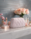 BAGSMART Makeup Bag, Travel Cosmetic Bag, Puffy Padded Make Up Bag for Women, Makeup Organizer Case, Wide - open Pouch Purse, Travel Essentials, Toiletries Accessories Brushes, Black