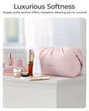 BAGSMART Makeup Bag Travel Toiletry Bag, Cute Make Up Bag, Large Capacity Cosmetic Bags for Women, Wide - open Makeup Pouch Travel Essentials Toiletries Accessories Brushes (Pink)