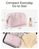 BAGSMART Makeup Bag Travel Toiletry Bag, Cute Make Up Bag, Large Capacity Cosmetic Bags for Women, Wide - open Makeup Pouch Travel Essentials Toiletries Accessories Brushes (Pink)