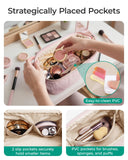 BAGSMART Makeup Bag Travel Toiletry Bag, Puffy Padded Make Up Bags for Women Makeup Organizer Case, Wide - open Pouch Purse Travel Essentials Toiletries Accessories Brushes, Pink